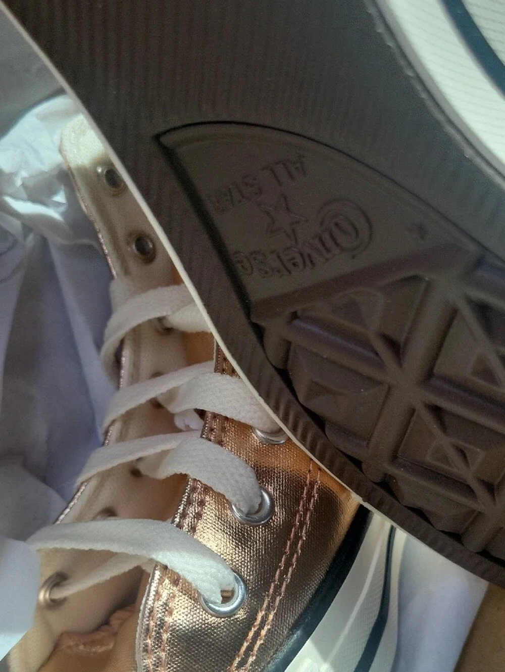Converse Kids Metallic Rose Gold High Top Sneakers - White Soles